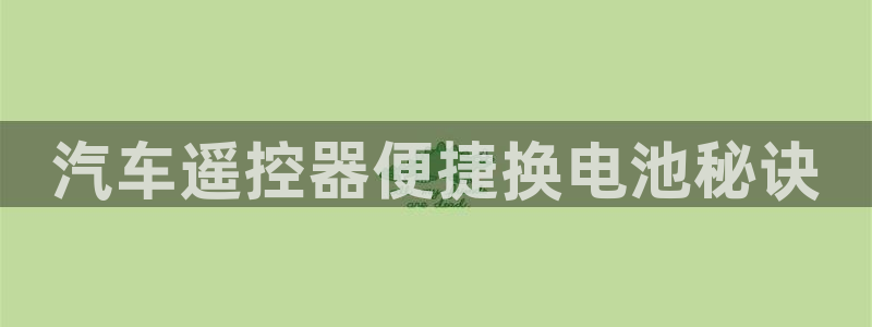 优发国际平台app下载官网：汽车遥控器便捷换电池秘诀